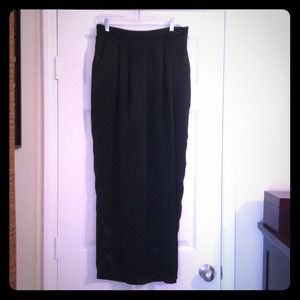 Black satin dress pants.