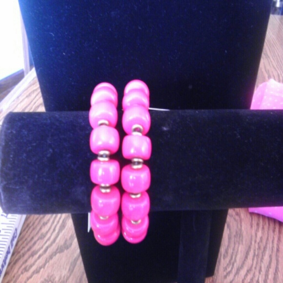 Hot pink stretch bracelets