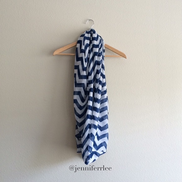 Navy Blue Chevron Infinity Scarf - Picture 2 of 3