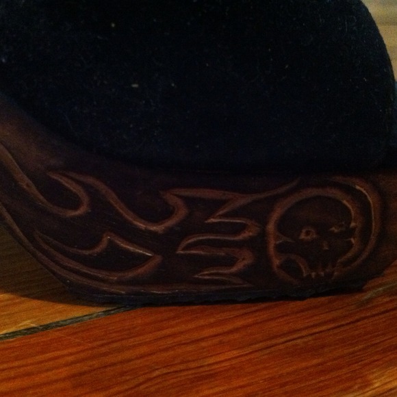 Vintage Leather & Carved Wood Platform Heels - Picture 4 of 4