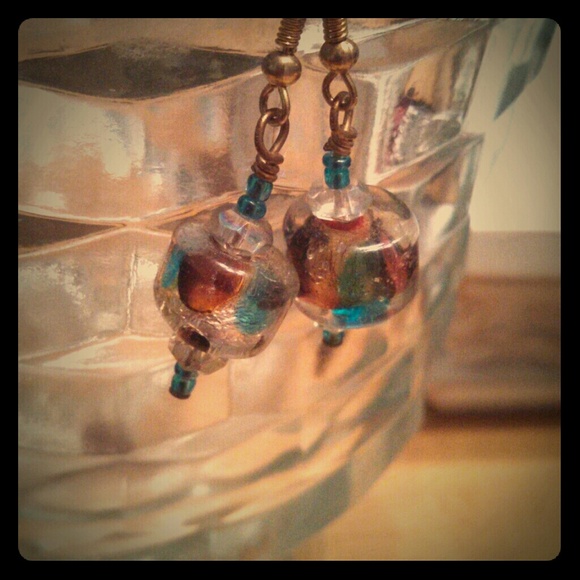 artisan handcrafted art glass dangle earrings