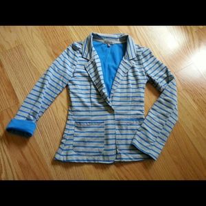 Grey and Blue Striped Blazer
