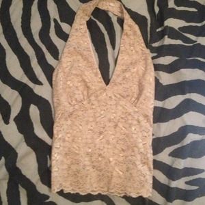 Nude Lace Halter Top
