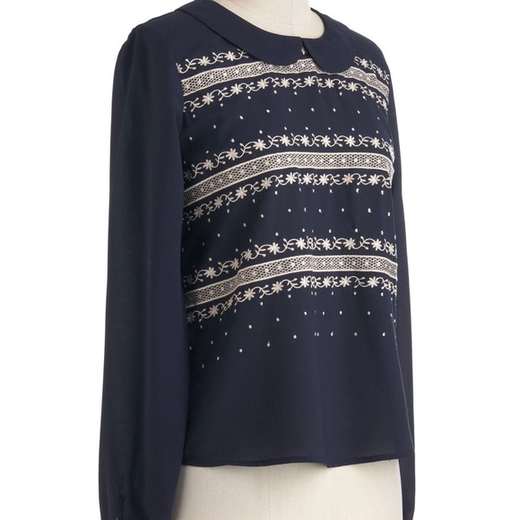 Navy Peter Pan Collared Blouse