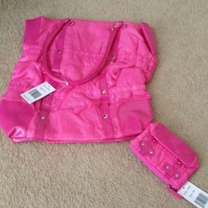 💕PINK BEACH BAG WITH WALLET💕