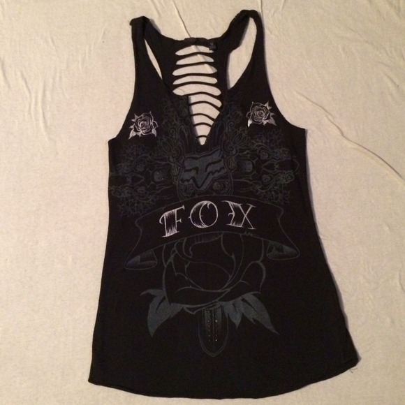 FOX Brand Black Destroyed Tank Top Sz Medium M