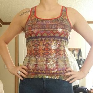 Red-multicolored sequin tank!