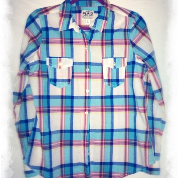 Plaid button up Top