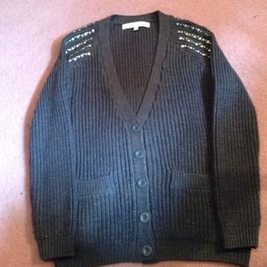 Grey Studded Sweater Cardigan