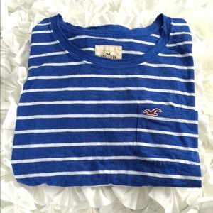 Blue and white striped Hollister t-shirt