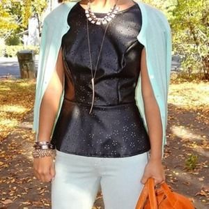 Willow & Clay Faux Leather Peplum Top