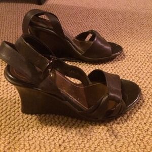 Chocolate brown wedge sandals