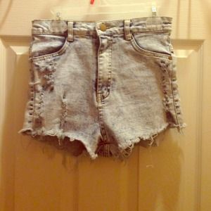 High waisted denim shorts