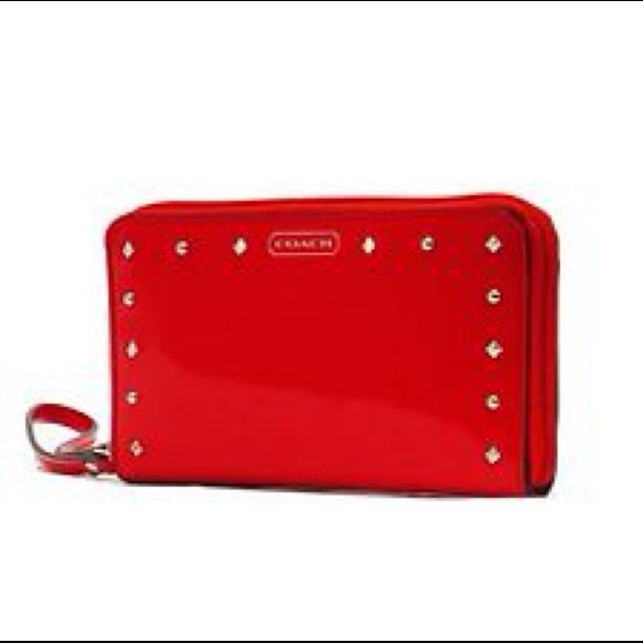 COACH RED Liquid Gloss Studded Wristlet/Phone Case - Picture 3 of 4