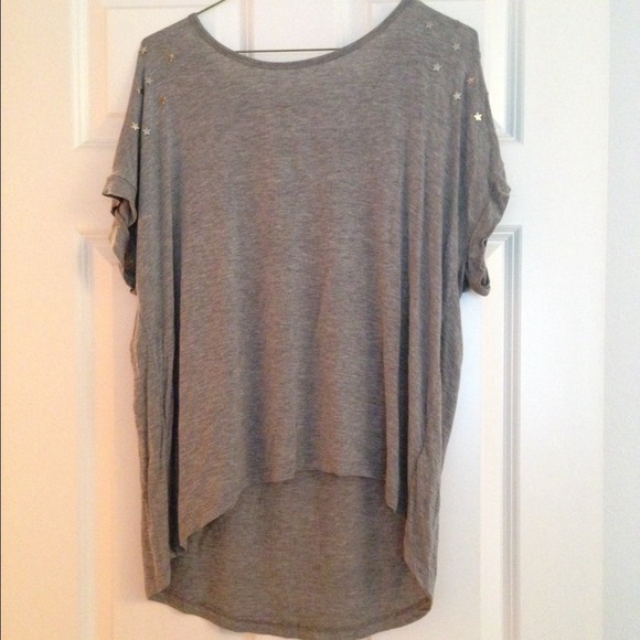 Gray oversized star studded top