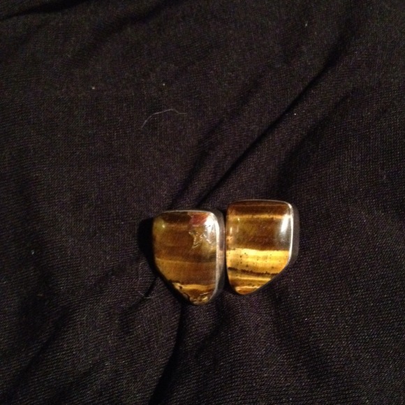 Vintage Sterling silver & tiger eye earrings!