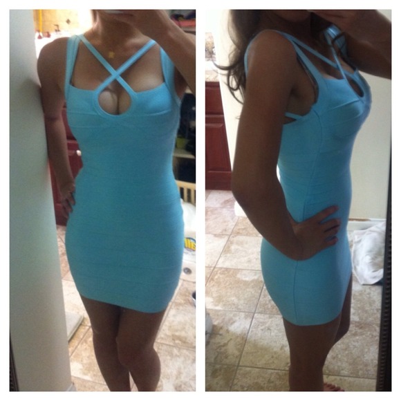 Sky blue bandage dress