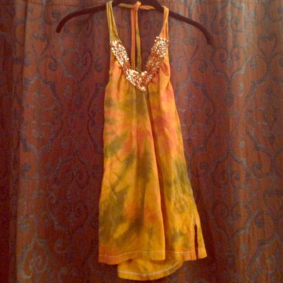 Tie-dye halter with sequins