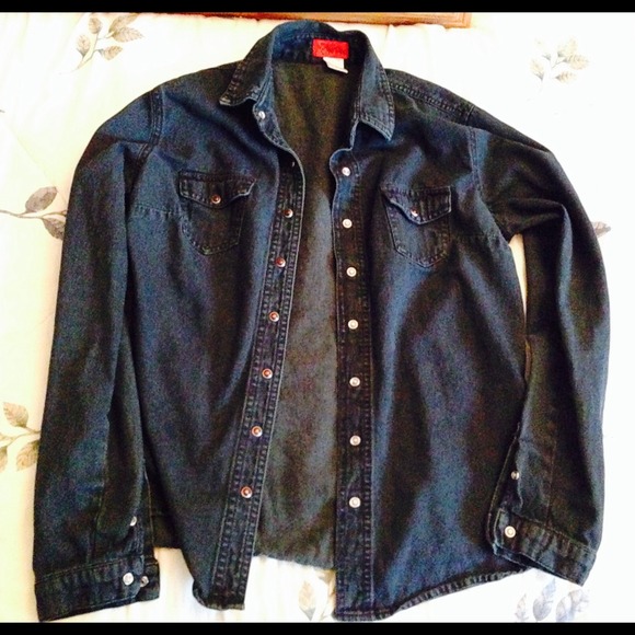 Dark green denim shirt