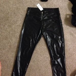 Brand new Bebe wet look black tights medium