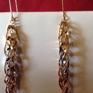 Solid 18k Multi-tone Chinese gold hoop earrings