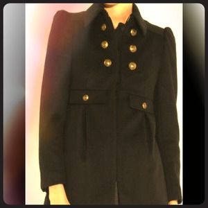 JUICY COUTURE Black Wool-blend Military Coat