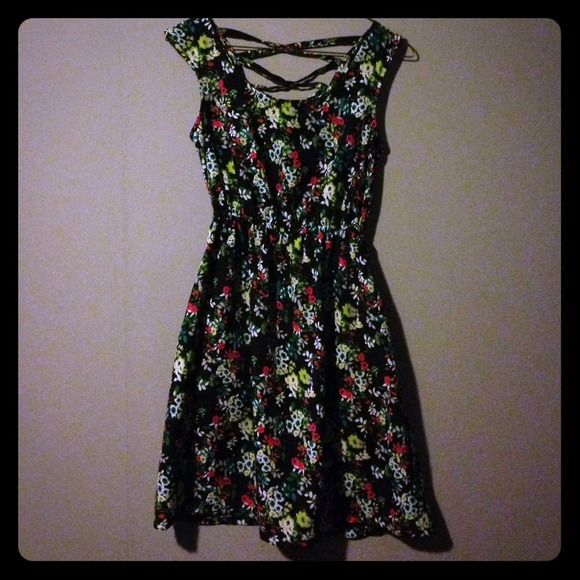 RESERVED - Black Floral Dress
