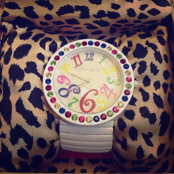 Multicolor stone white watch