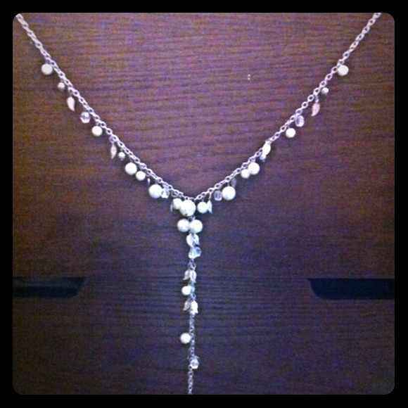 White Pearl Long Chain Necklace