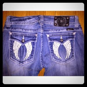 Miss Me Bootcut Jeans with Rhinestone Wing pockets