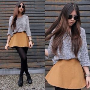 American Apparel Camel Corduroy Circle Skirt