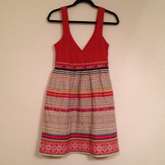 Free People Orange Embroidered Dress Size 8