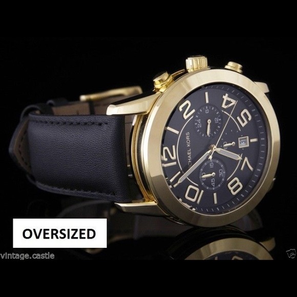 MICHAEL KORS OVERSIZED Black Leather UNISEX Watch