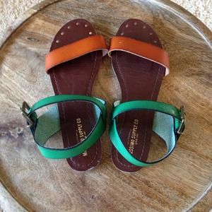 Green and cognac sandals