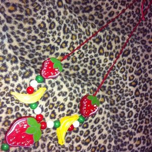 Wooden fruit necklace 🍓🍌