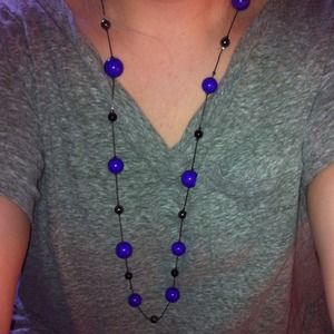 Purple and black beaded necklace