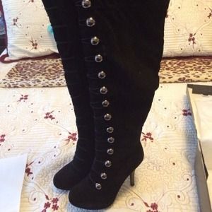 Lace up thigh high boots