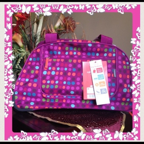 Polka Dotted Rolling Duffle Bag