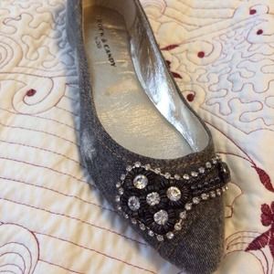 Jeans fabric pointed flats