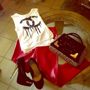 Leopard black sequined handbag