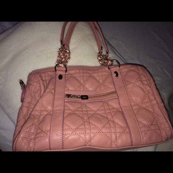 Pink quilted bag/tan gilded bundle