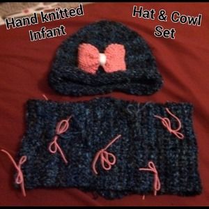 Hand knitted hat and scarf set