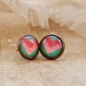 Handmade chevron stud earring