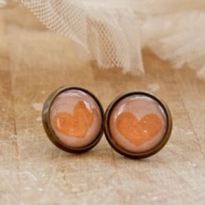 Handmade heart stud earrings