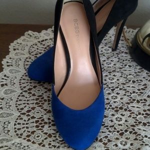Royal Blue and Black Suede Pumps