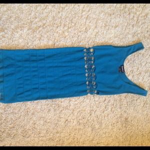 Bebe Bodycon Blue Cut Out Dress