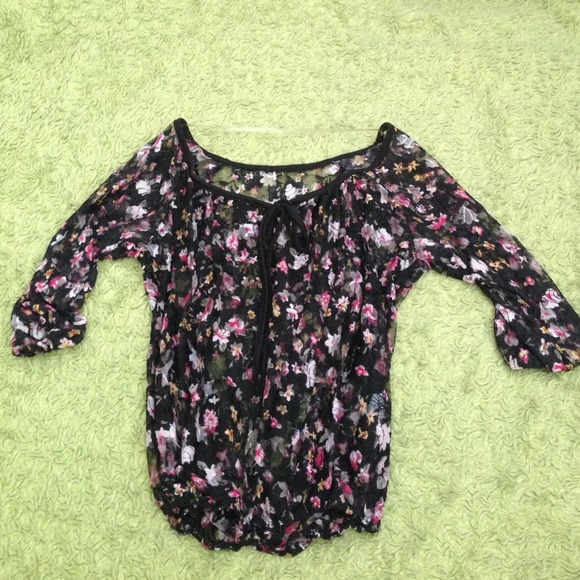 BLACK SEE THROUGH FLORAL