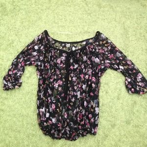 BLACK SEE THROUGH FLORAL