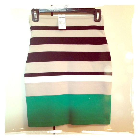 NWT Sexy Color Block Stripes Body Con Skirt