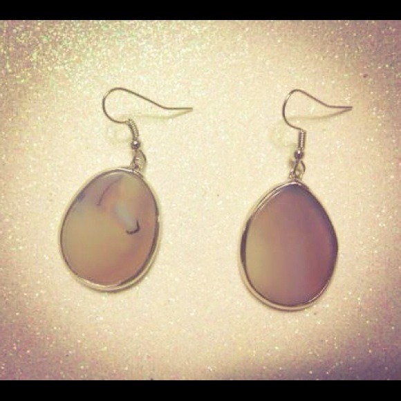 Beige and Silver Earrings